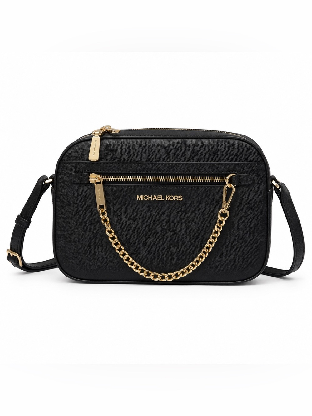 Michael Kors Crossbody Bag Black, Gold Tone Hardware, Adjustable Strap. EUC.
